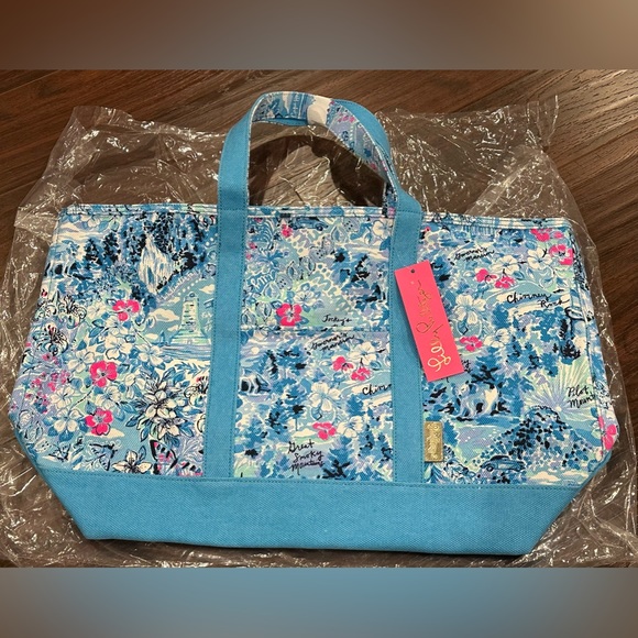Lilly Pulitzer Mercato Canvas Tote Bag - Blue Peri Lilly Loves North Carolina - Picture 6 of 11